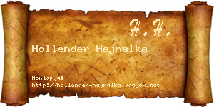 Hollender Hajnalka névjegykártya